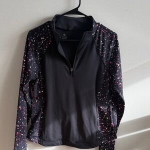 Talbots Black and Pink Long Sleeve Quarter Zip